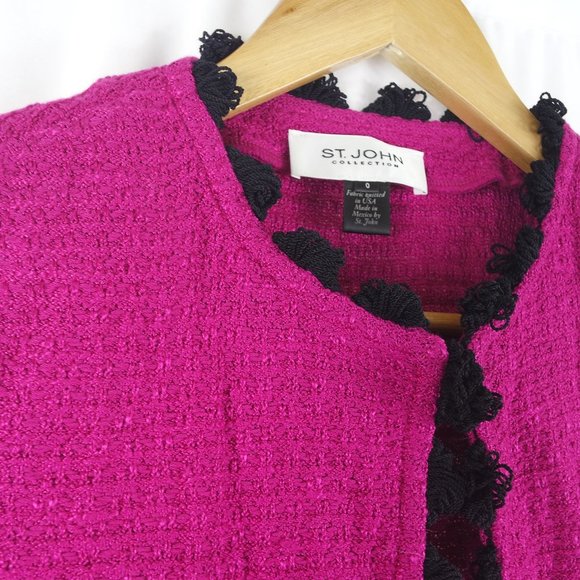 St. John Collection pink & black knit cardigan - Picture 5 of 8